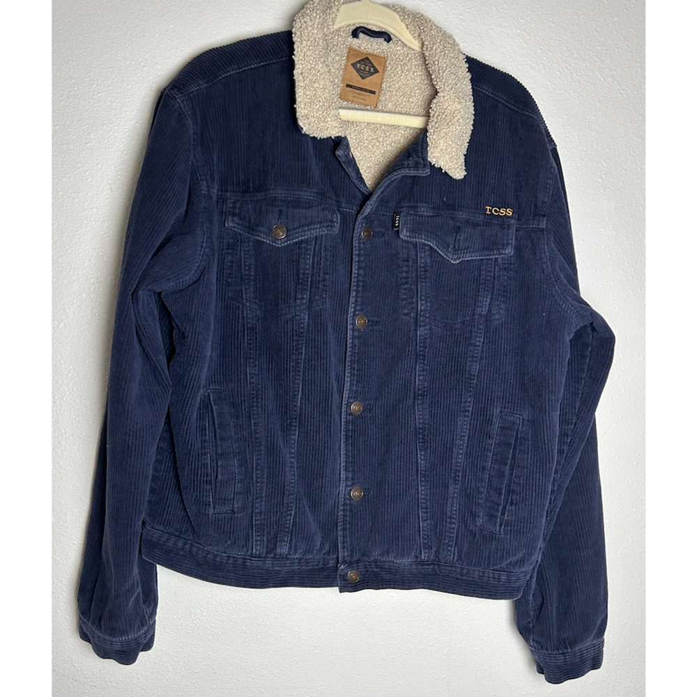 Critical Slide Society TCSS Blue Corduroy Shearling Lined Jacket Size XL